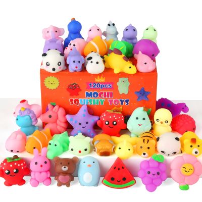 120 Pack Squishy Toys, Kawaii Squishies Party Favors for Kids 4-8 8-12 Treasure Box Toys for Classroom Birthday Xmas Gifts Goodie Bag Mini Animals Mochi Squishy Stress Relief Sensory Toys Random