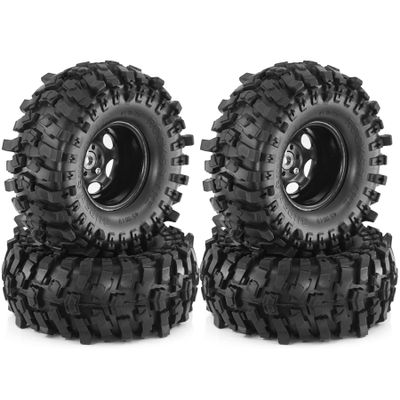 118mm RC Crawler Tires and Negative Offset -10mm Aluminum Beadlock Wheel 12mm Hex for Most 1/10 Tracked Vehicles Such as TRX-4 D90 D110 TF2 Tamiya CC01 Axial 90047 SCX10III Gen8 R240 (Black)