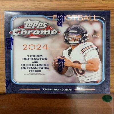 2024 TPS Chrome Football 7-Pack Trading Card Mega Box (1 Prism Refractor + 10 Exclusive Refractors Per Box!)