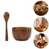Luxshiny Practical Wooden Bowl Set Salad Bowl Insulated for Hot and Girls-friendly view 3