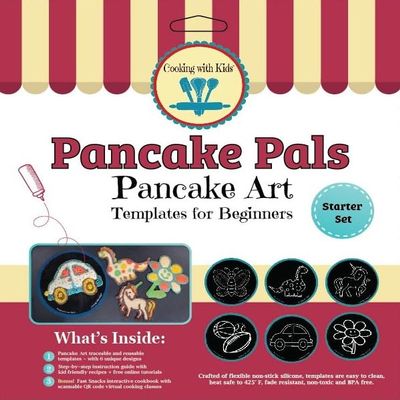 Pancake Pals for Kids - Gift Set - 6 Pancake Art Templates Children + Bonus Interactive Cookbook w/QR Codes to Access Free Virtual Follow-Along Cooking Classes