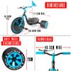 Drift Trike for Kids Ages 5+  16" Front Wheel Ride-On with Adjustable Seat, Steel Frame, Rear Slick Drift Wheels & Safety Flag  Madd Gear - (Black Blue) view 3