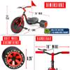 Drift Trike for Kids Ages 5+  16" Front Wheel Ride-On with Adjustable Seat, Steel Frame, Rear Slick Drift Wheels & Safety Flag  Madd Gear - (Black Red) view 3
