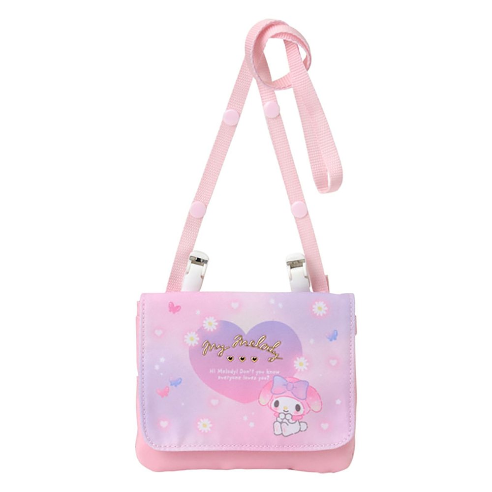 Sanrio 102164 My Melody Pocket Pouch with Shoulder Bag, Personal Goods, Polyester, Approx. Width 5.5 x Depth 0.4 x Height 4.7 inches (14 x 1 x 12 cm), Includes Name Space Inside for Children