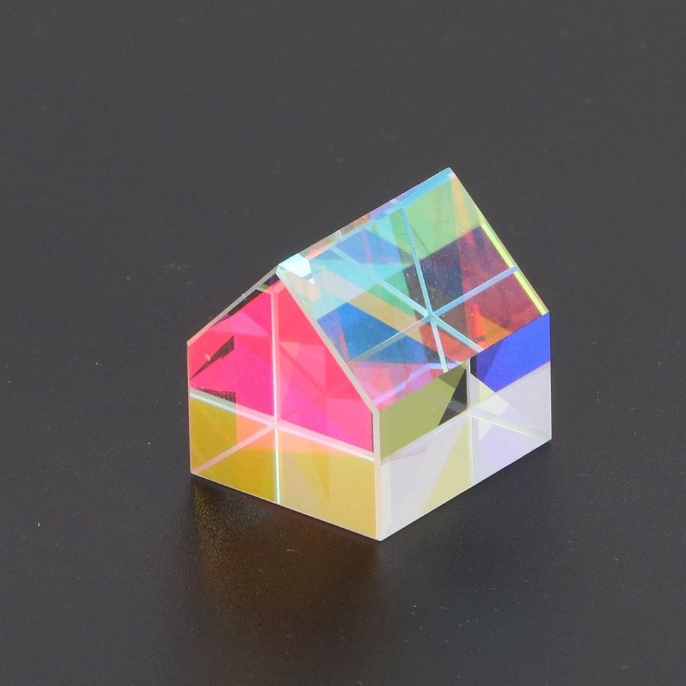 EUVAROMEX Optical RGB Dispersion Glass Prism X Cube Prism Creative Cabin Shape Square Iridescent Suncatchers Crystal Prism for Physics Teaching,Photography Props/3766