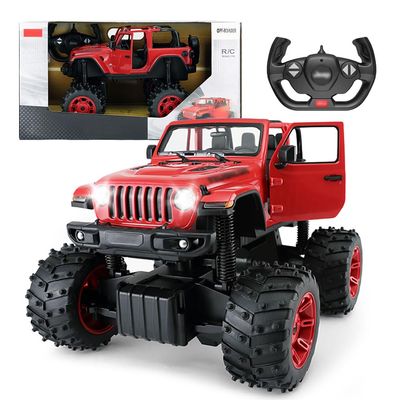 1:14 Remote Control Car for JEEP, 2.4GHz Off Road Model RC Cars with Headlight, Taillight, Openable Doors, Removable Chassis, Stand up, Sport Racing Hobby Vehicle Gift for Adult, Kid, Boy, Girl, Red