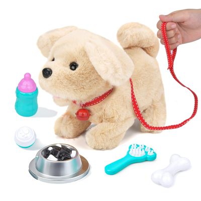 Fegalop Electric Interactive Dog Plush Golden Retriever Toy Puppy Plush Pet Dog-Walking,Barking,Tail Wagging Interactive Companion Animal Toys School Prize Birthday for Kids Toddler Boys Girls