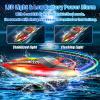 Toileum RC Boat with LED Lights, 40+ Mins, Self-Righting Waterproof Remote Control Boat for Pools, Lakes, Bathtubs, Summer Water Toys for Kids, Radio Controlled Watercraft (Red) view 4