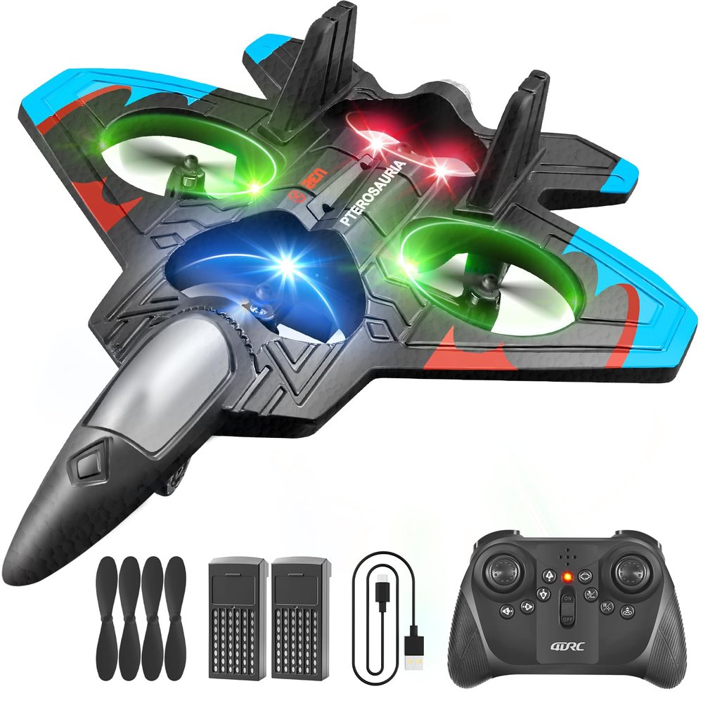4DRC V32 Foam Remote Control Airplanes RC Planes for Kids Adults, RC Airplane Fighter Jet with Light, 360 Flip Fighter Jet Toys, Stunt Roll, Airplane Toy Gifts for Kids Boys