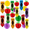 24Pcs Apple-Shaped Crayon-shaped Hanging Honeycomb Balls Welcome Back to School Classroom Decorations for Teacher Appreciation Week First Day of School Party Supplies Decor view 1
