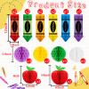 24Pcs Apple-Shaped Crayon-shaped Hanging Honeycomb Balls Welcome Back to School Classroom Decorations for Teacher Appreciation Week First Day of School Party Supplies Decor view 3