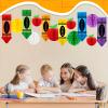24Pcs Apple-Shaped Crayon-shaped Hanging Honeycomb Balls Welcome Back to School Classroom Decorations for Teacher Appreciation Week First Day of School Party Supplies Decor view 4