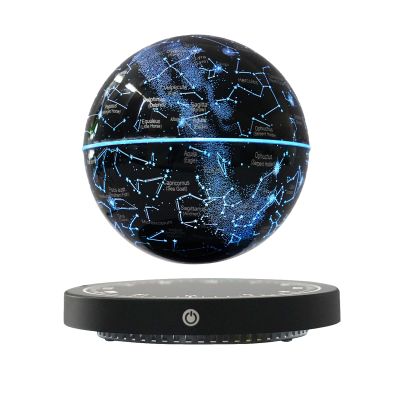WUPYI Levitating Globe Magnetic Floating Globe Night Light Constellation Ball with LED Light Display Cool Tech Children Educational Gift Home Office Desk Decor (Black-Clock Base)