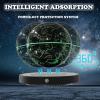 WUPYI Levitating Globe Magnetic Floating Globe Night Light Constellation Ball with LED Light Display Cool Tech Children Educational Gift Home Office Desk Decor (Black-Clock Base) view 3