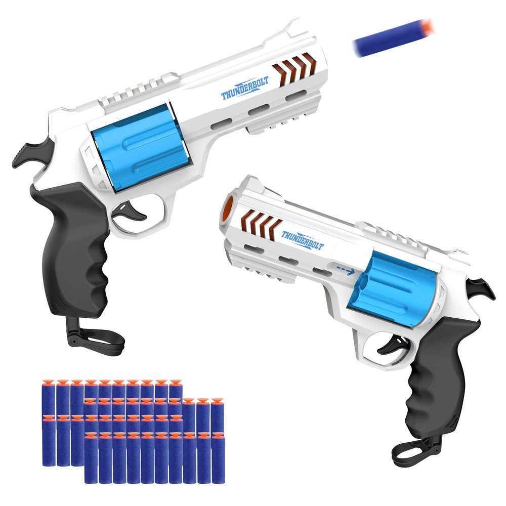 2 Pack Foam Dart Blaster Set for Kids with 40 Darts, 8 Dart Rotating Barrel, Kids Outdoor Games for Boys and Girls, Teens Ages 8+