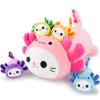 5 PCS Axolotl Cat Plush Stuffed Animal Family-19" Soft Axolotl Cat Plush, Large Mommy Plushies with 4 Baby Kittens Plushies for Kids, Kawaii Plushie Toy Christmas Birthday Gifts for Kids Boys Girls view 1