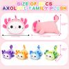 5 PCS Axolotl Cat Plush Stuffed Animal Family-19" Soft Axolotl Cat Plush, Large Mommy Plushies with 4 Baby Kittens Plushies for Kids, Kawaii Plushie Toy Christmas Birthday Gifts for Kids Boys Girls view 2