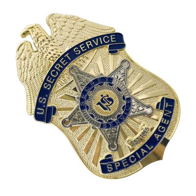 HWQVA Badge for Dressing up and Role Play, Cop Cosplay Costume Accessory, Enameled & Plated, Nickel-Brass Opulent Shield Badge with Gift Box Packaging, Style7