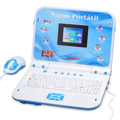 Bilingual Kids Laptop Spanish/English with Color Screen, 124 Learning Modes, Laptop for Kids Ages 5+