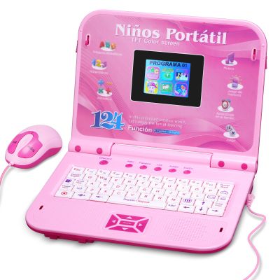 Kids Laptop, Color Screen Bilingual Laptop Spanish/English with 124 Learning Modes, Computer for Kids Ages 5+