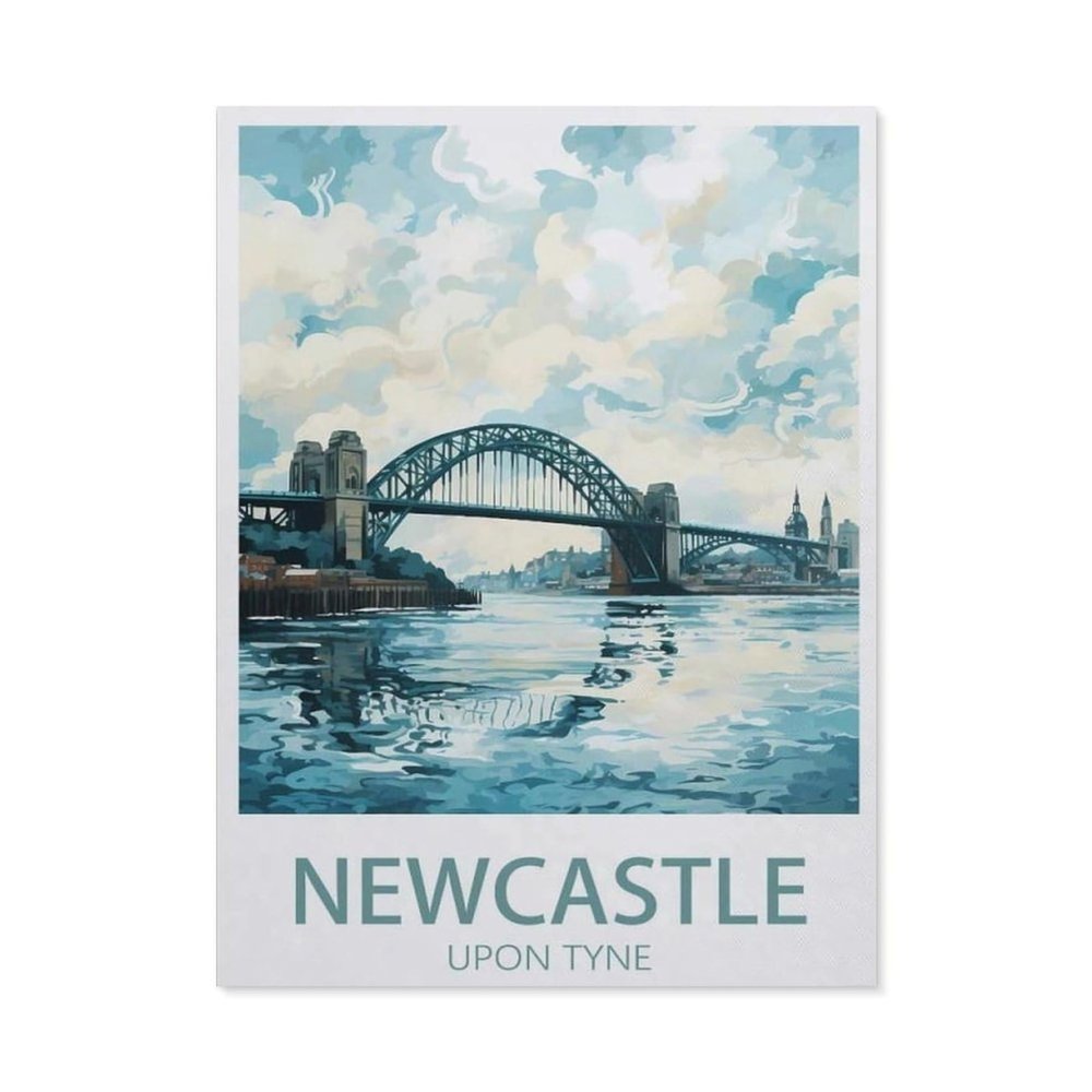 Jigsaw Puzzle 1000 Pieces for AdultsNewcastle Upon Tyne Vintage Travel PosterTeens Boys Girls Puzzles Difficult Thick Sturdy Pieces Challenging Puzzle for Party Games50x70cm-BB88