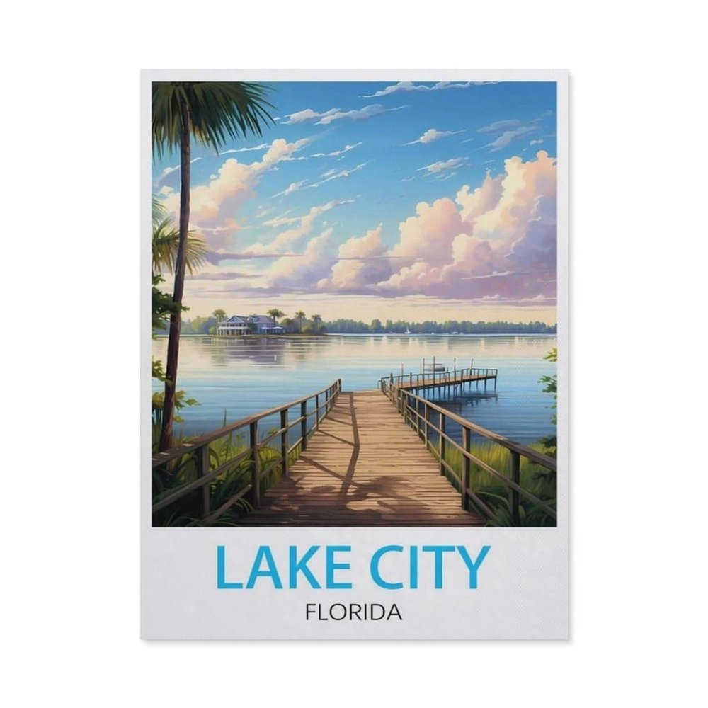 1000PcsLake City Florida Vintage Travel PosterJigsaw Adult Decompression Game Puzzle Students Toy for Children Christmas Birthday Gifts38x26cm-BE24