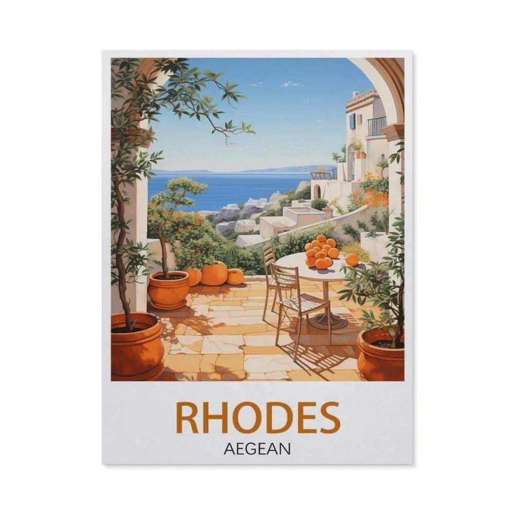 1000PcsRhodes Aegean Vintage Travel PosterJigsaw Adult Decompression Game Puzzle Students Toy for Children Christmas Birthday Gifts50x70cm-BC24