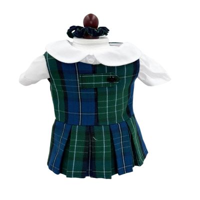 18 inch Doll Outfit-School Plaid Jumper Include Blouse and Hair Accessory/Add on Option: Sock and Shoe (Doll is not Included) (Zip Jumper Only, Plaid 96)