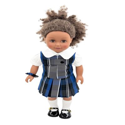 18 inch Doll Outfit-School Plaid Jumper Include Blouse and Hair Accessory/Add on Option: Sock and Shoe (Doll is not Included) (Zip Jumper,Sock,Shiny Black Shoe, Plaid 32)