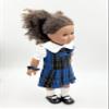 18 inch Doll Outfit-School Plaid Jumper Include Blouse and Hair Accessory/Add on Option: Sock and Shoe (Doll is not Included) (Zip Jumper,Sock,Matte Black Shoe, Plaid 92) view 4