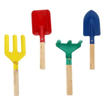 JOINPAYA 4pcs Boy Girl Garden Planting Tool Set Fork Shovel Rake for Boy Girl Beach Sandbox and Garden Play Lightweight and Safe for Little Hands
