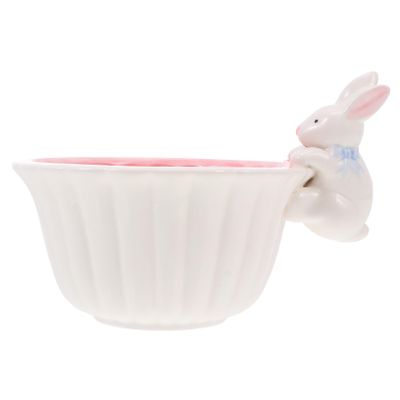 Anneome 1pc Cute Rabbit Ceramic Dessert Bowl for Boys and Girls Adorable Cartoon Salad Bowl for Home Kitchen Tableware Shower