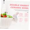 Anneome 1pc Cute Rabbit Ceramic Dessert Bowl for Boys and Girls Adorable Cartoon Salad Bowl for Home Kitchen Tableware Shower view 3