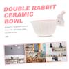 Anneome 1pc Cute Rabbit Ceramic Dessert Bowl for Boys and Girls Adorable Cartoon Salad Bowl for Home Kitchen Tableware Shower view 4