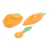 Cabilock 3pcs Adorable Boy Girl Dinnerware Cartoon Radish Shaped Bowl Dish Spoon Creative Hand-painted Tableware for Toddlers Bright Color Design to Encourage Eating view 1