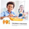 Cabilock 3pcs Adorable Boy Girl Dinnerware Cartoon Radish Shaped Bowl Dish Spoon Creative Hand-painted Tableware for Toddlers Bright Color Design to Encourage Eating view 2