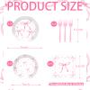 100 Pcs Pink Ribbon Bow Party Supplies Set, Serves 25  Disposable Paper Plates, Napkins, and Plastic Forks, Coquette-Inspired Bow-Themed Tableware for Birthday, Bridal Shower, Wedding Decorations view 2