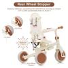 7 in 1 Baby Tricycle, Foldable Toddler Tricycle with Removable and Adjustable Parent Handle, Toddler Push Bike with Removable Pedal, Canopy, and Guardrail, Tricycle for 12-72 Months, Ivory and Brown view 4