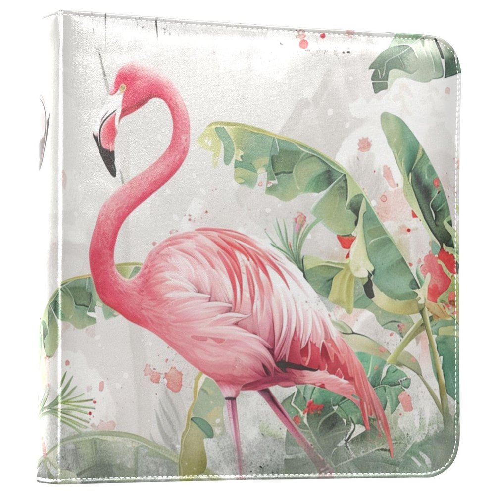 Qumton Large Photo Album, Flamingo Palm Leaf Painting Personalized Leather Cover Photo Book for 4x6 5x7 6x8 Pictures, Photo Albums for Family, Baby, Wedding