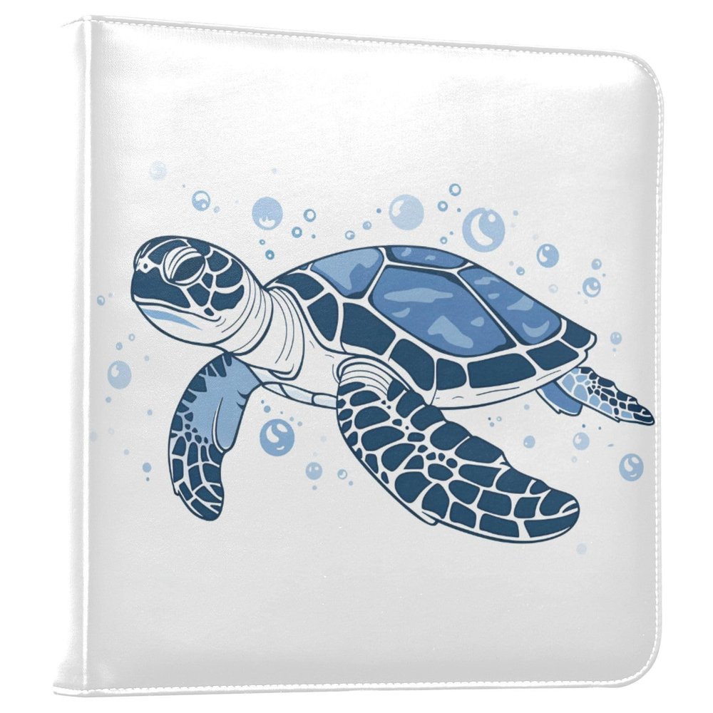 Qumton Large Photo Album, Blue Sea Turtle (3) Personalized Leather Cover Photo Book for 4x6 5x7 6x8 Pictures, Photo Albums for Family, Baby, Wedding
