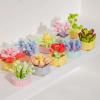 Wizardi Brick Mini Potted Plant - Crystal Lotus F07M9-12(104)-C3 Artificial Botanical Flower Toy, ABS Plastic 104 Pcs, Desktop Decor for Adults & Teens view 3