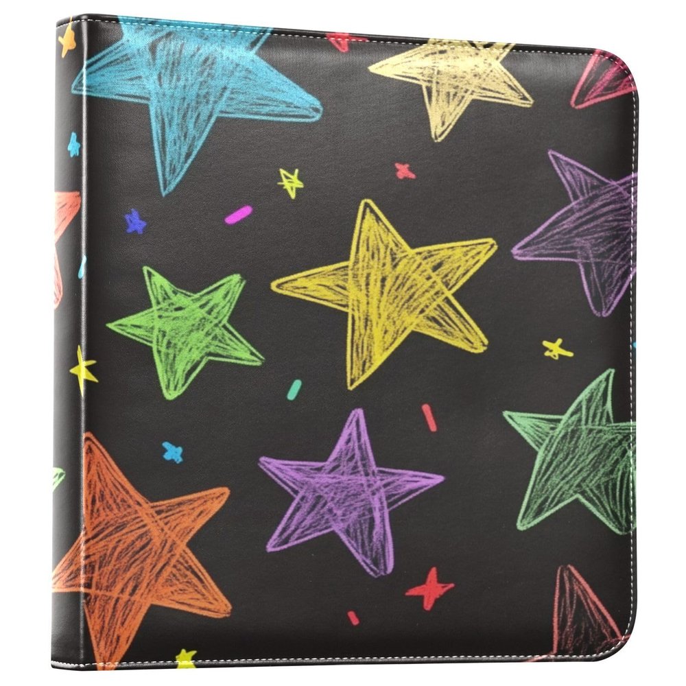 Qumton Large Photo Album, Colorful Stars (4) Personalized Leather Cover Photo Book for 4x6 5x7 6x8 Pictures, Photo Albums for Family, Baby, Wedding