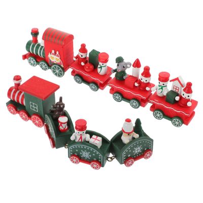 BRIGHTFUFU 2sets Christmas Train Ornaments Cartoon Train Decor for Boys and Girls Holiday Play and Festive Desktop Display Unique for Boy Girl