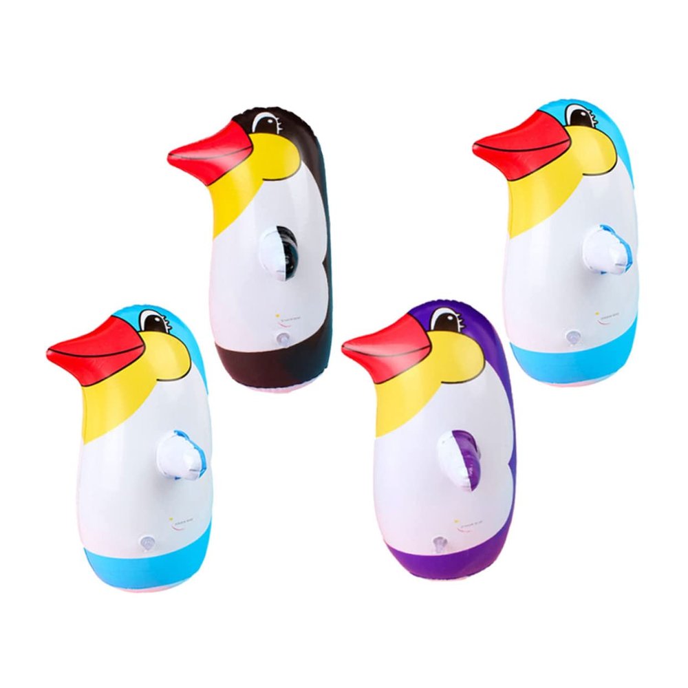 Toddmomy 4pcs Penguin Tumbler Toys Inflatable Boys and Girls Decor Adorable Penguin Statues for Home Office Decoration