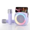 TANALAZ Karaoke Machine 2 Microphones for Home Party with Phone Holder, Wireless Portable Bluetooth Speaker with Dynamic Lights for Kids Adults,Voice Changer Mic Speaker Set view 1