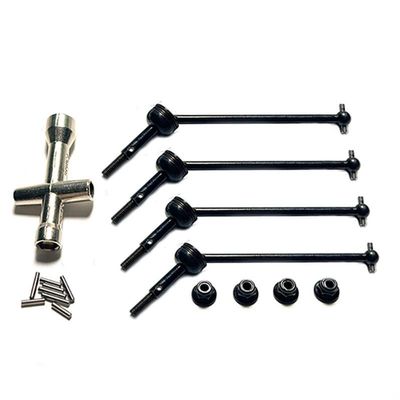 4Pcs Metal Drive Shaft and Wheel Nut for Wltoys 144001 144010 124007 124016 124019 124018 RC Car Upgrade Parts(Black)