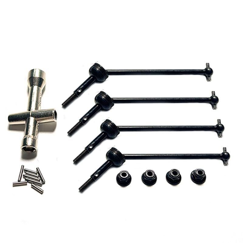 4Pcs Metal Drive Shaft and Wheel Nut for Wltoys 144001 144010 124007 124016 124019 124018 RC Car Upgrade Parts(Black)