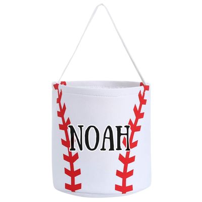 Baseball Easter Basket - Personalized Sport Easter Basket, Custom Name Canvas Baseball Basket for Easter Halloween, Personalized Gift for Baseball Lovers