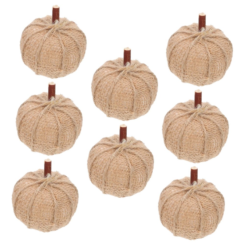 BIUDECO 8pcs Realistic Simulation Grid Pumpkin Models for Home Decor Farmhouse Autumn Decorations for Halloween and Thanksgiving Celebrations
