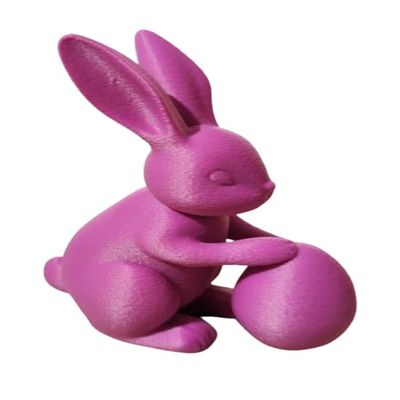 Bunny with Egg Sculpture | 6 Inch Tall Easter Bunny Statue | 3D Printed Spring Decor | Cute Rabbit Figurine for Easter Decorations and Gifts (Orange)